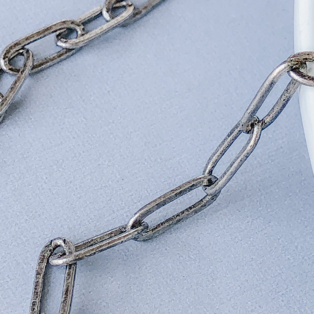 
                
                    Load image into Gallery viewer, 11mm Distressed Silver Paperclip Chain
                
            