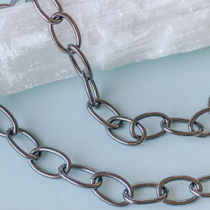 15mm Shiny Gunmetal Oval Chain