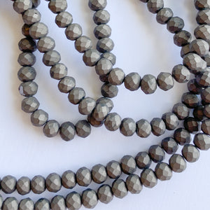 4mm Matte Gray Faceted Chinese Crystal Strand