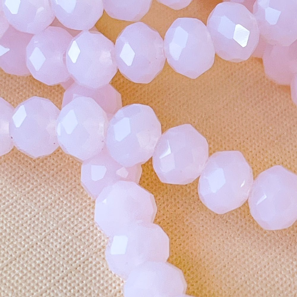 6mm Pink Lemonade Faceted Chinese Crystal Rondelle Strand
