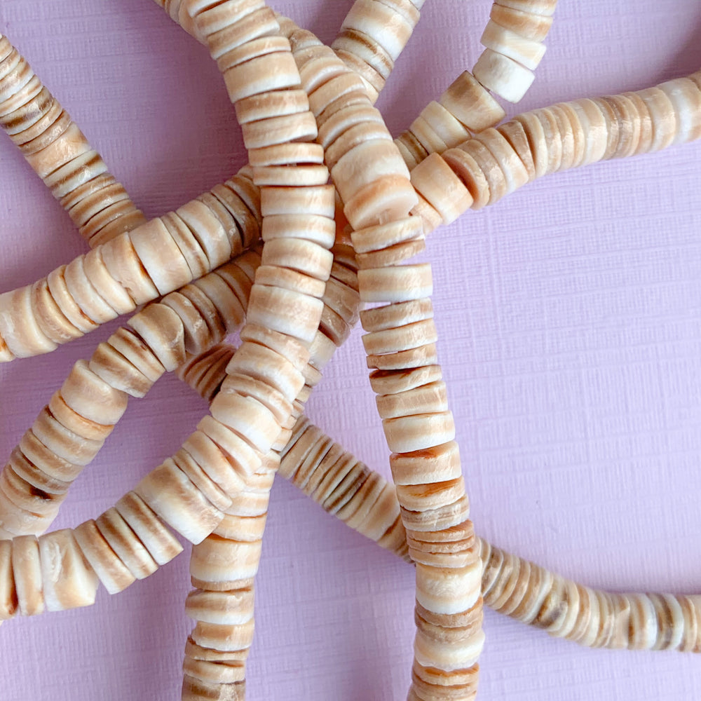 5mm Natural Tan Heishi Cut Shell