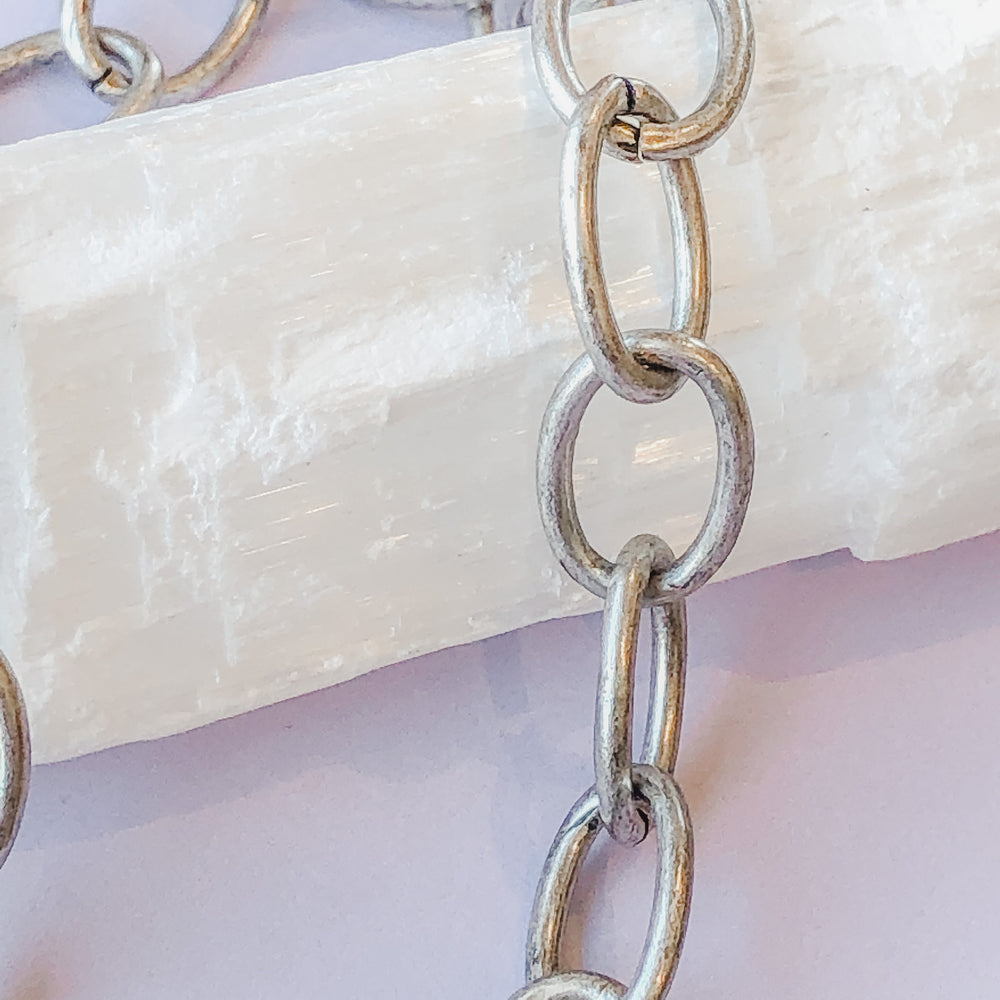 14mm Distressed Silver Oval Cable Chain