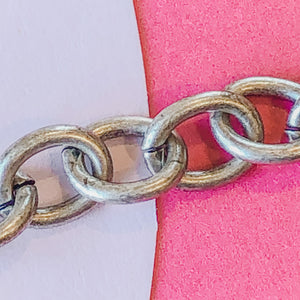 8mm Plated Distressed Silver Oval Cable Chain