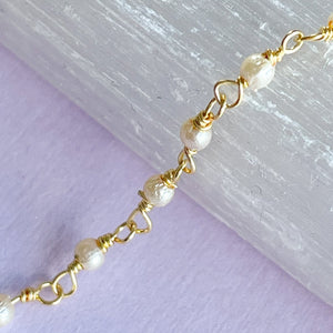 2mm Freshwater Pearl Gold Plated Rosary Chain