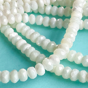 6mm White Mother Of Pearl Faceted Rondelle Strand