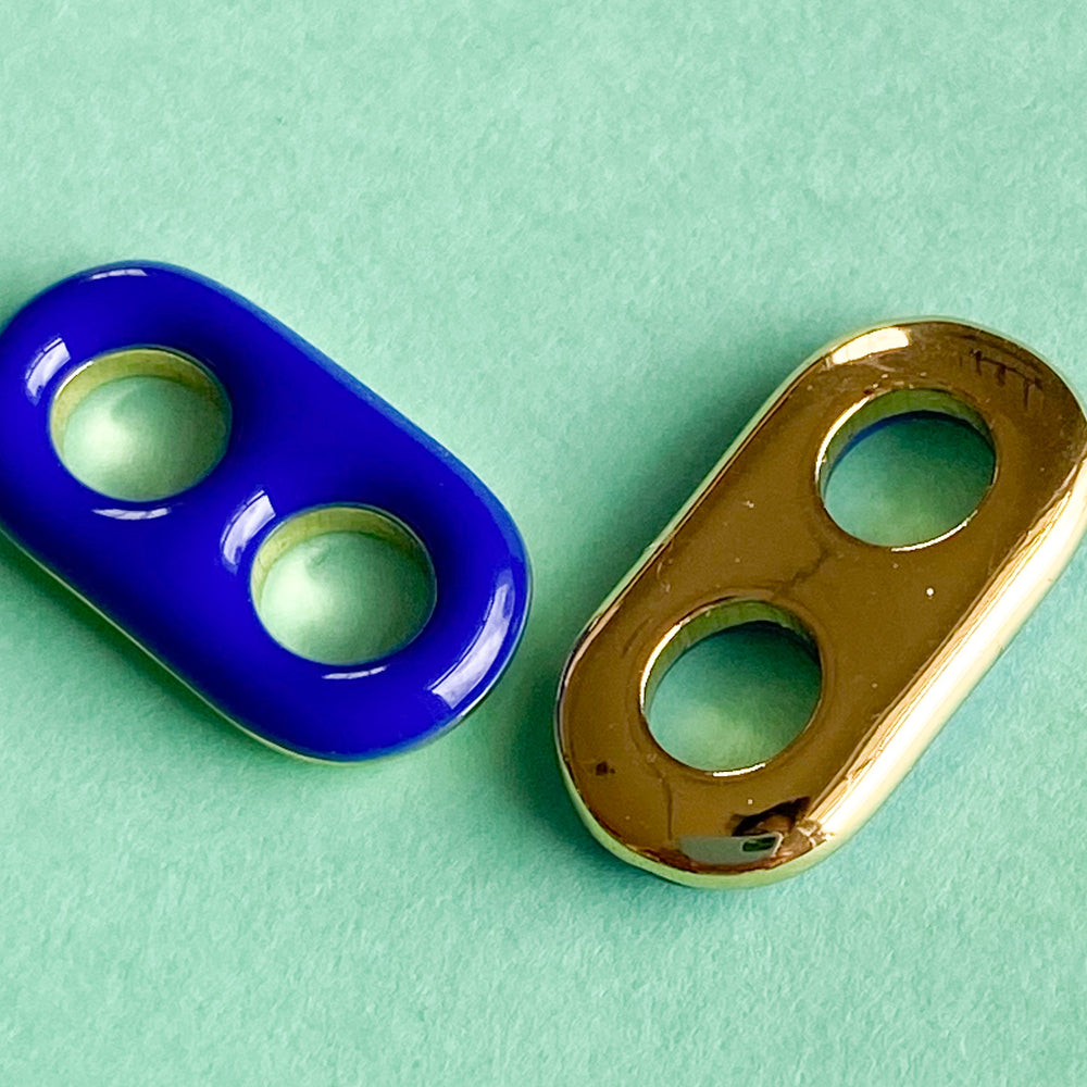 18mm Blue Enamel Gold Plated Oval Link