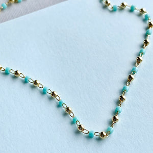 
                
                    Load image into Gallery viewer, 2mm Aqua and Gold Bead Chain
                
            