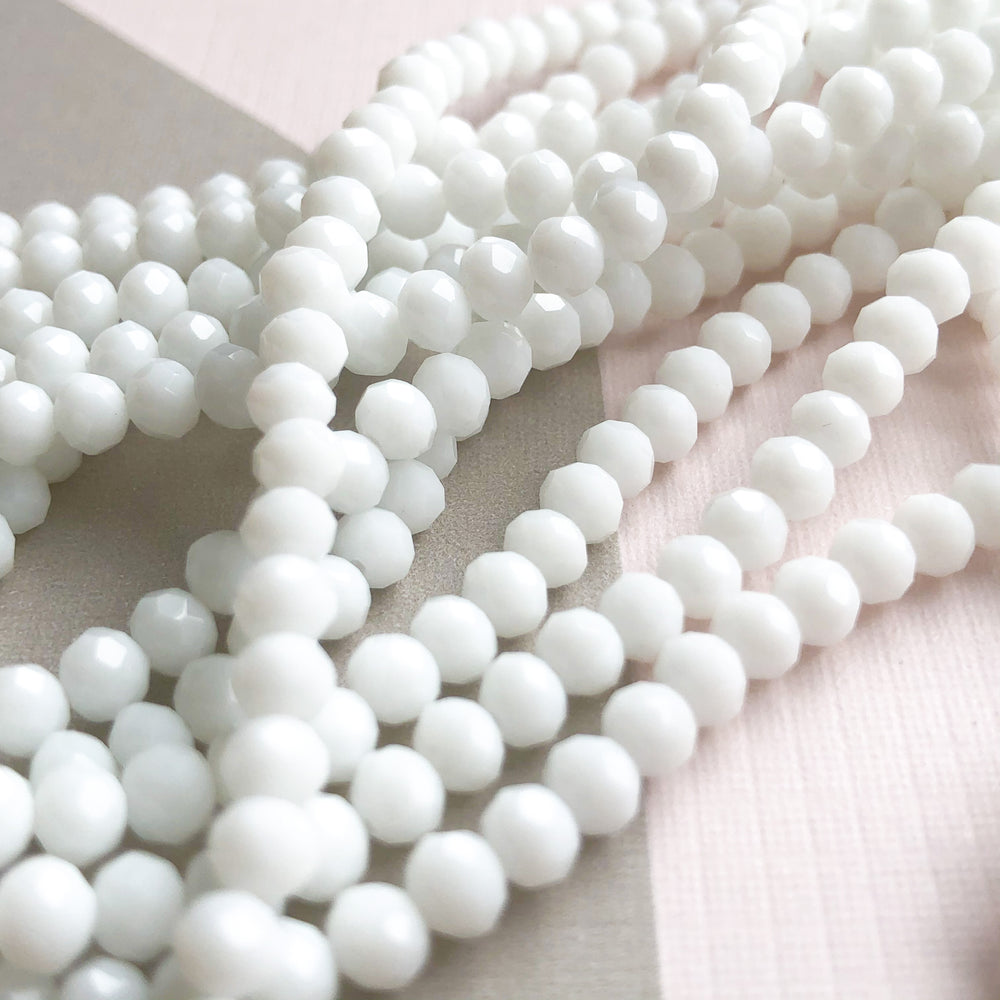4mm Snow Faceted Chinese Crystal Rondelle Strand