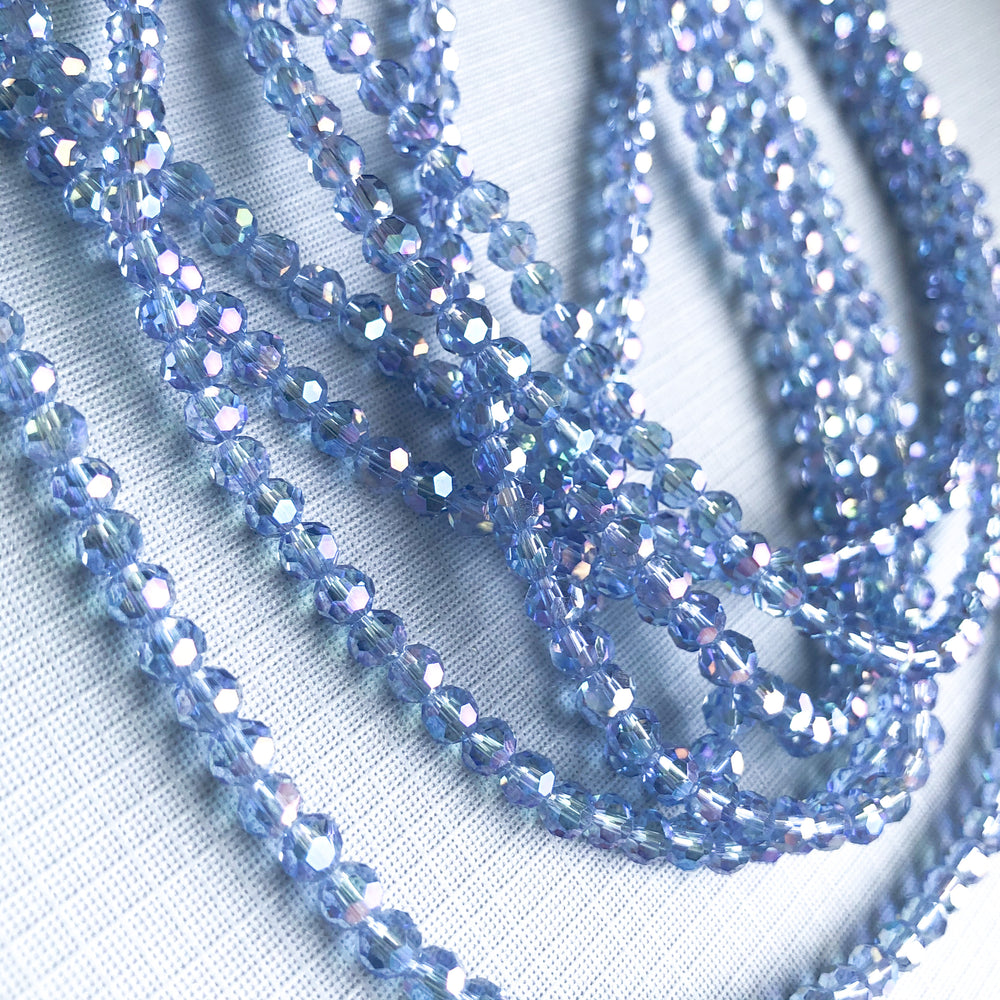 4mm Periwinkle AB Faceted Chinese Crystal Rounds Strand
