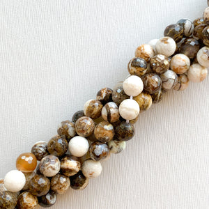 
                
                    Load image into Gallery viewer, 8mm Natural Faceted Brown Zebra Jasper Rounds Strand
                
            