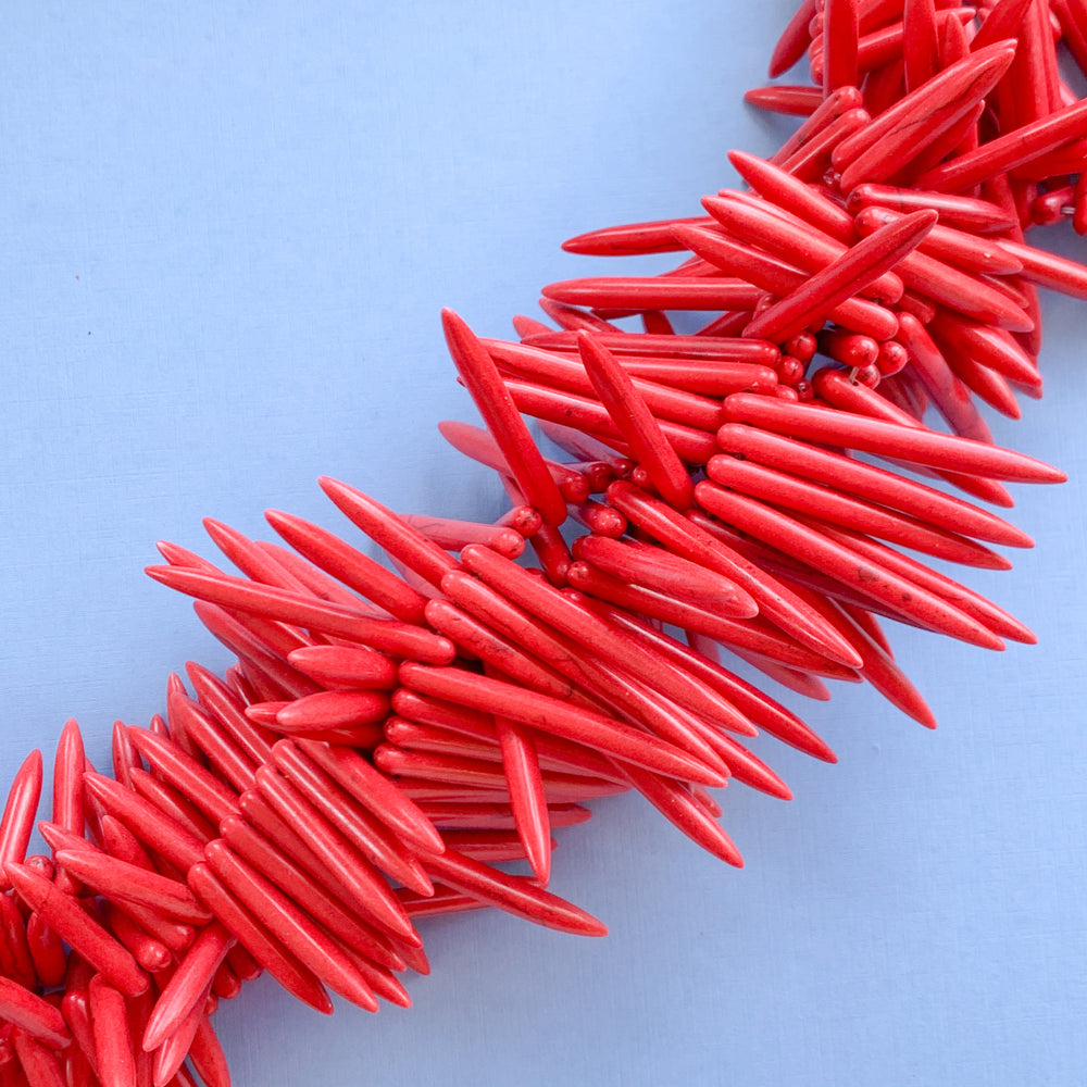44mm Red Magnesite Spikes Strand