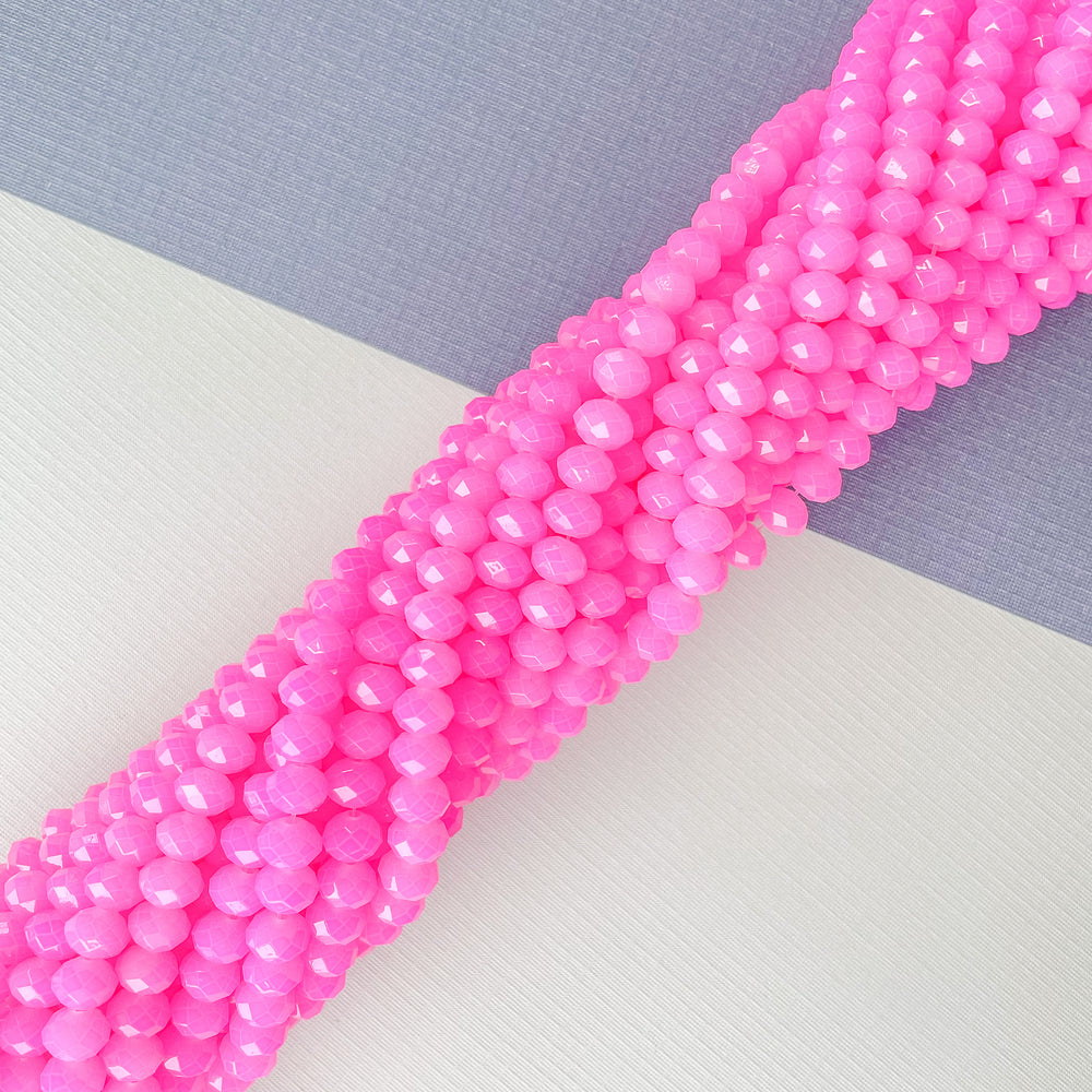 
                
                    Load image into Gallery viewer, 8mm Fuchsia Faceted Chinese Crystal Rondelle Strand
                
            