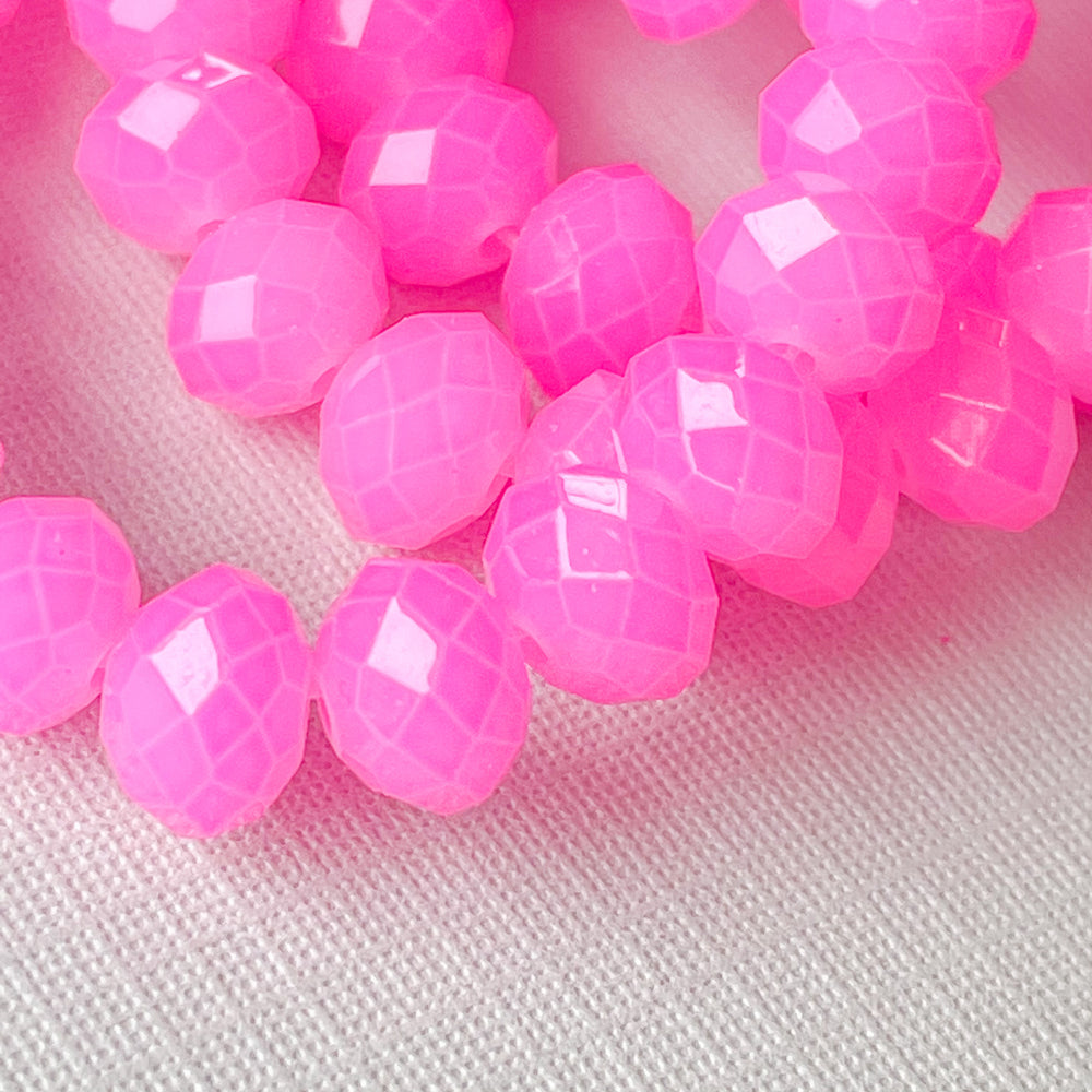 8mm Fuchsia Faceted Chinese Crystal Rondelle Strand