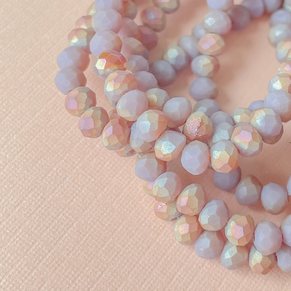 4mm Two-Tone Matte Lavender Faceted Chinese Crystal Rondelle Strand