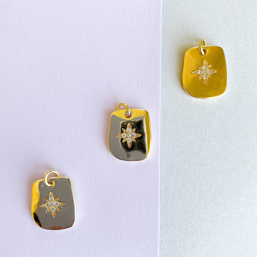 16mm Shiny Gold Plated Star Tag Charm