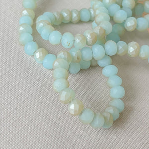 4mm Two-Tone Matte Aqua Faceted Chinese Crystal Rondelle Strand