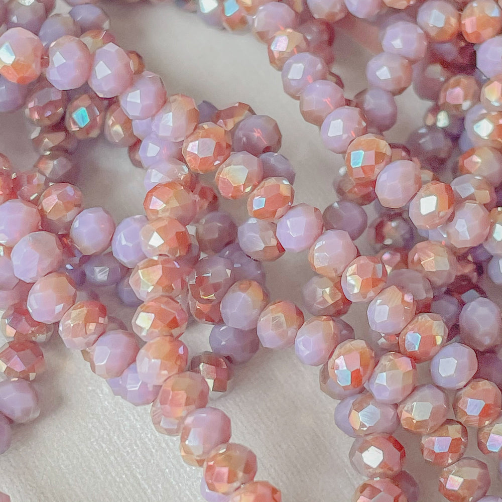 4mm Two-Tone Shiny Lavender Faceted Chinese Crystal Rondelle Strand