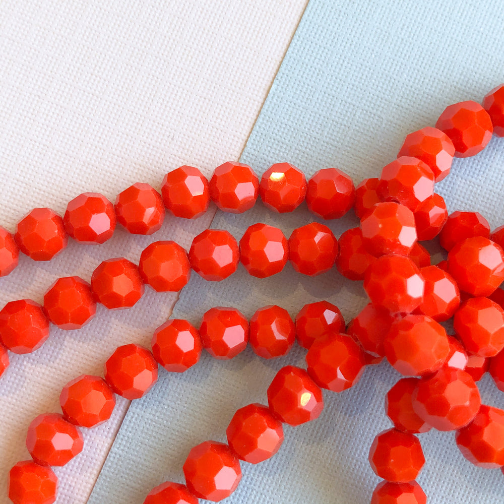 6mm Electric Orange Cut Chinese Crystal Rounds Strand