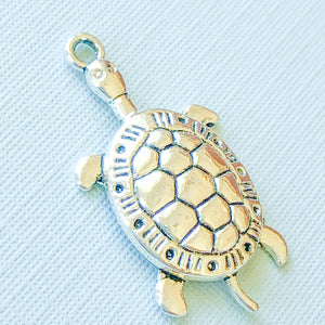 30mm Silver Pewter Turtle Charm - 6 Pack