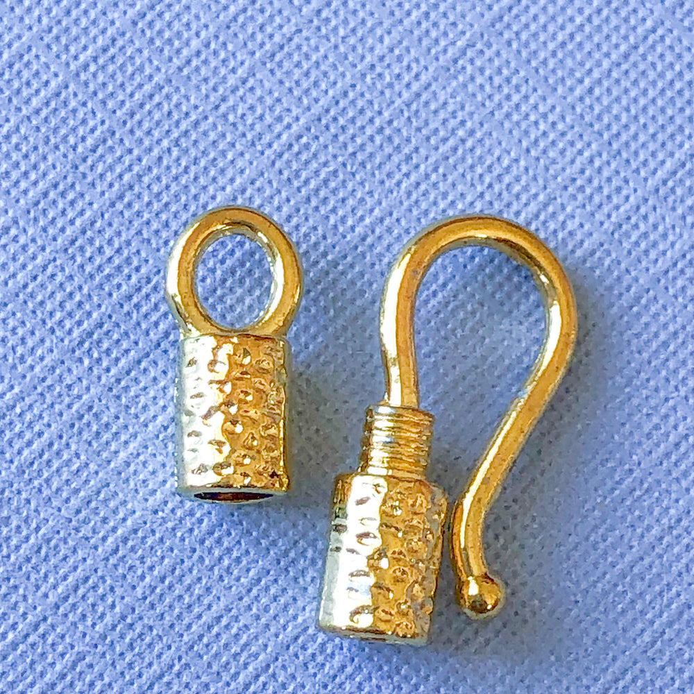 12mm Gold Textured Shepherd's Hook Clasp - 4 Pack