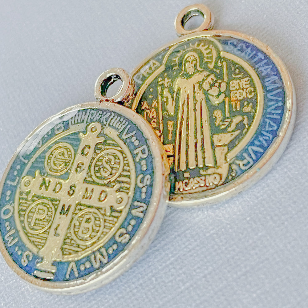 
                
                    Load image into Gallery viewer, 21mm Benedictine Medal Pewter Pendant - 3 Pack
                
            