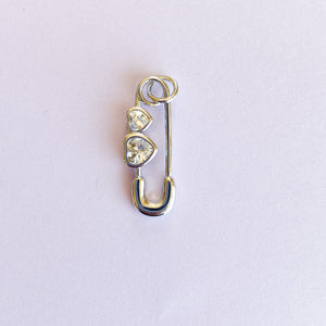12mm Silver Plated Safety Pin Heart Charm