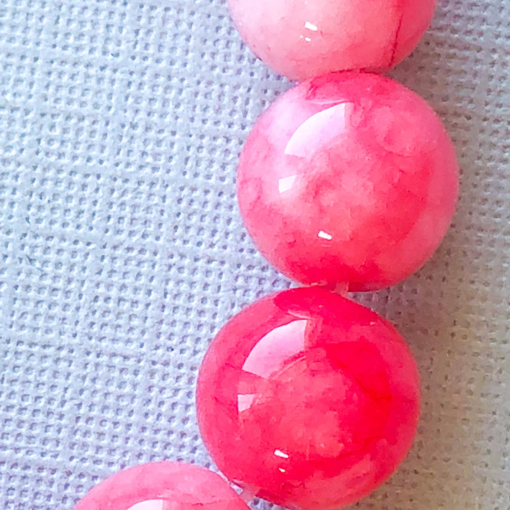 8mm Hibiscus Pink Dyed Jade Rounds Strand