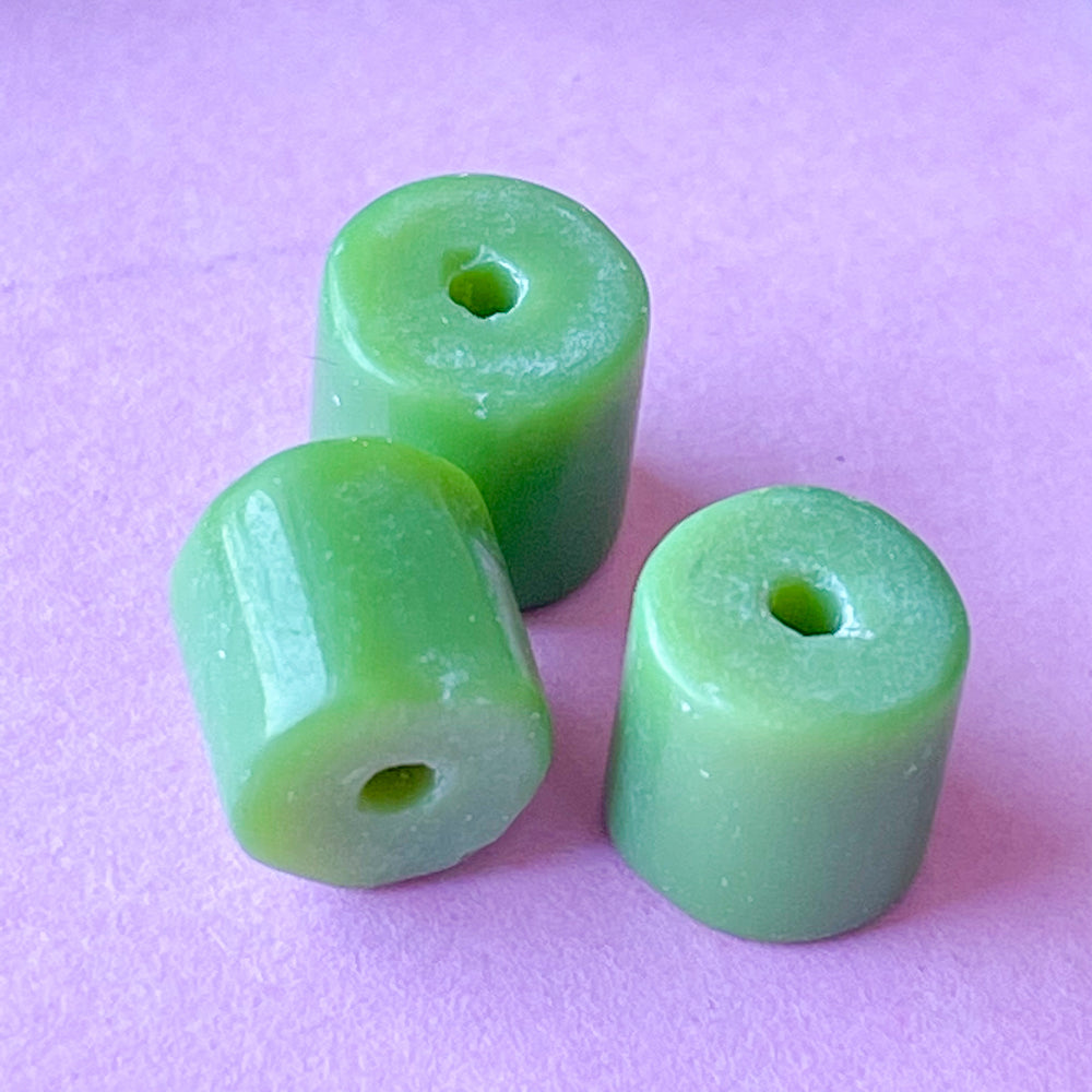 8mm Moss Green Glass Cylinder - 46 Pack