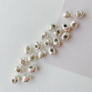 8mm Silver Pewter Bean Beads - 20 Pack