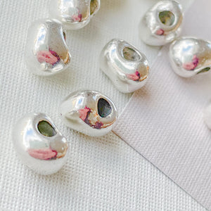 8mm Silver Pewter Bean Beads - 20 Pack
