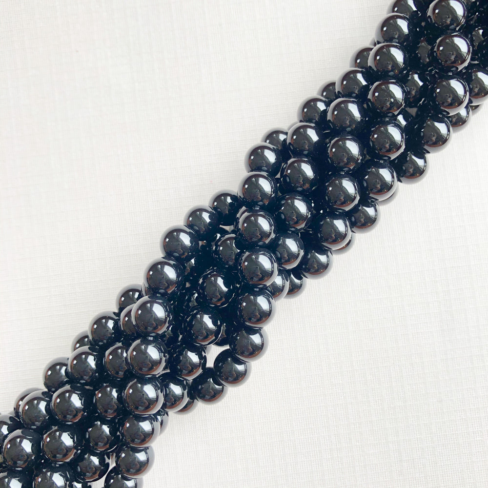 8mm Shiny Black Onyx Rounds Stand - Beads, Inc.