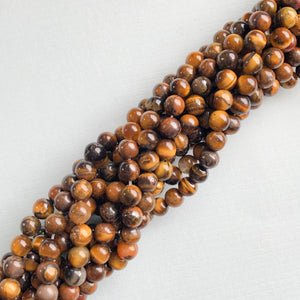 6mm Smooth Round Tigers Eye - Christine White Style