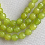 8mm Lime Green Faceted Dyed Rounds Strand - Christine White Style