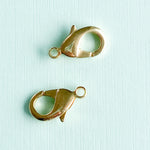 19mm Shiny Gold Lobster Claw Clasp - Pack of 2
