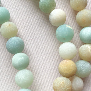 
                
                    Load image into Gallery viewer, 10mm Matte Amazonite Rounds Strand - Christine White Style
                
            
