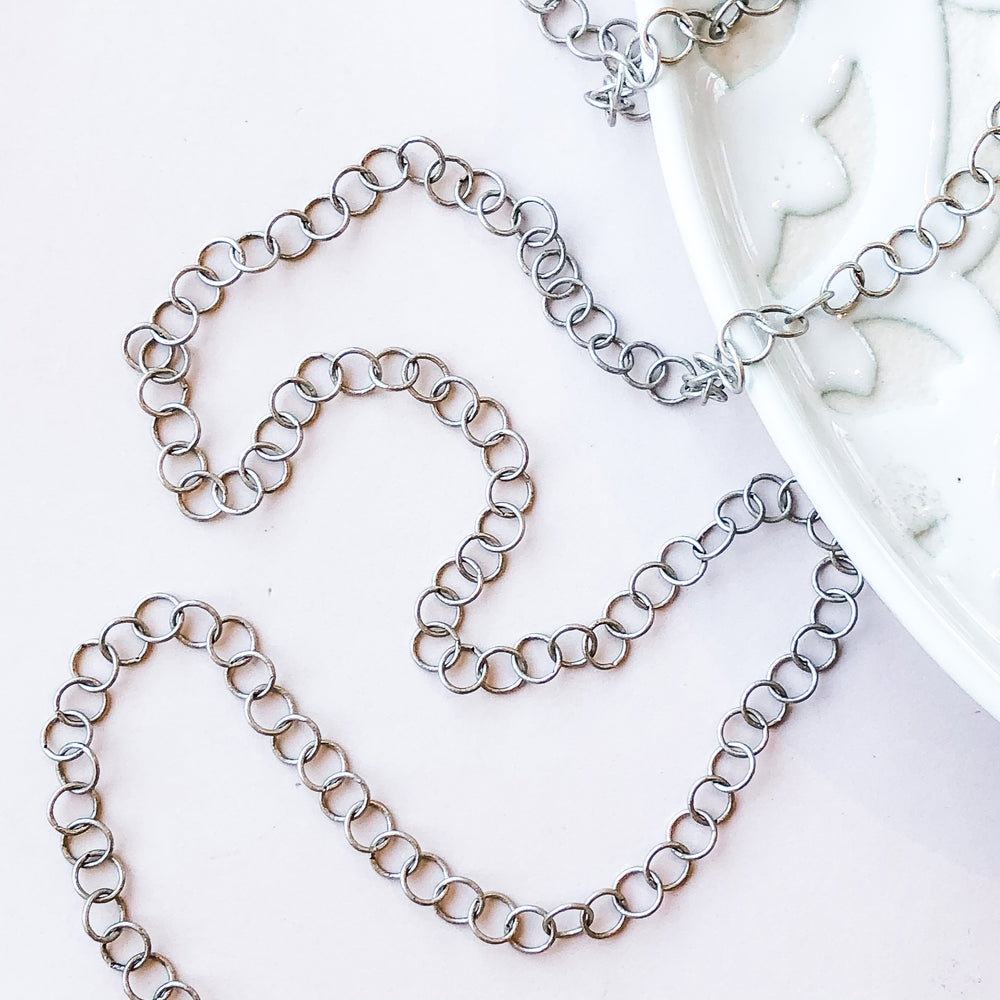 5mm Distressed Silver Round Cable Chain