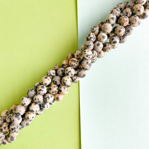 
                
                    Load image into Gallery viewer, 8mm Matte Dalmatian Jasper Rounds Strand
                
            