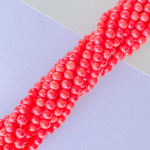 4mm Smooth Red Coral Rounds Strand