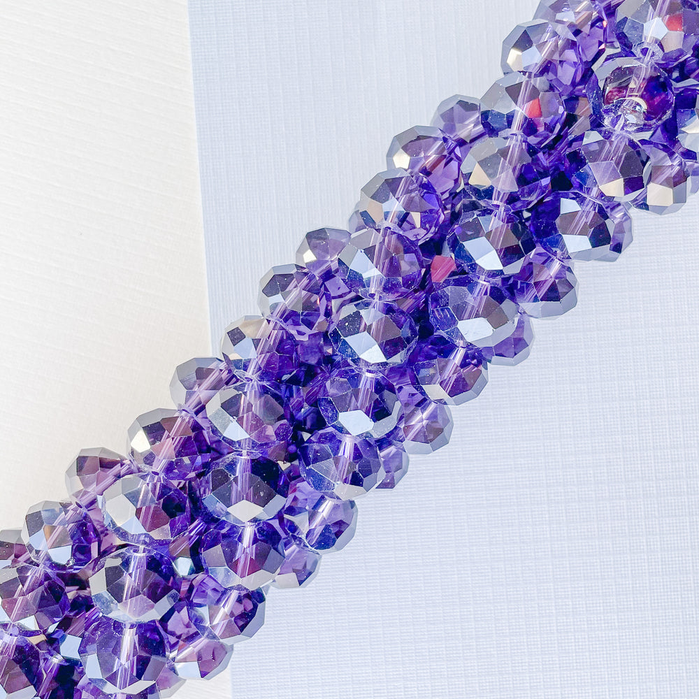 
                
                    Load image into Gallery viewer, 12mm Translucent Violet Faceted Chinese Crystal Rondelle Strand
                
            