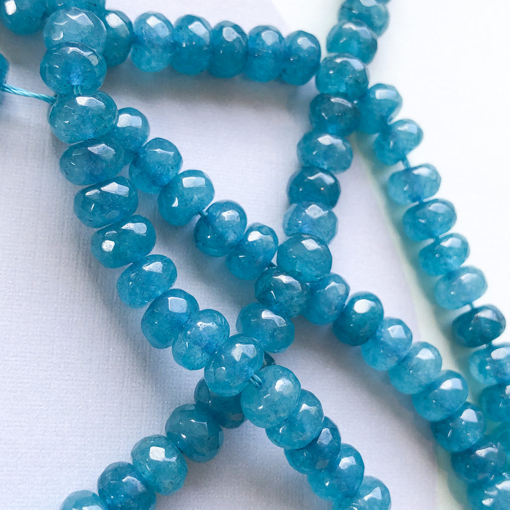8mm Waterfall Blue Dyed Jade Rondelle Strand – Beads, Inc.