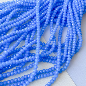 4mm Prussian Blue Faceted Chinese Crystal Rondelle Strand
