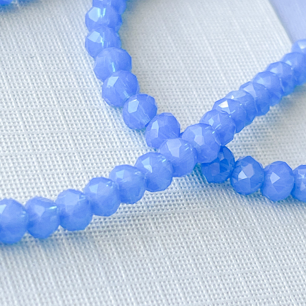 4mm Prussian Blue Faceted Chinese Crystal Rondelle Strand