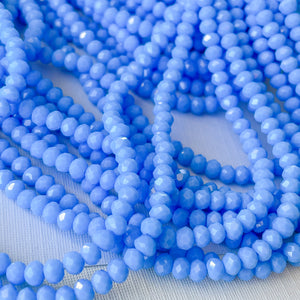 4mm Ocean Blue Faceted Chinese Crystal Rondelle Strand