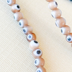 4mm Brown Evil Eye Glass Rounds Strand