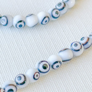 
                
                    Load image into Gallery viewer, 4mm Black &amp;amp; White Evil Eye Glass Rounds Strand
                
            