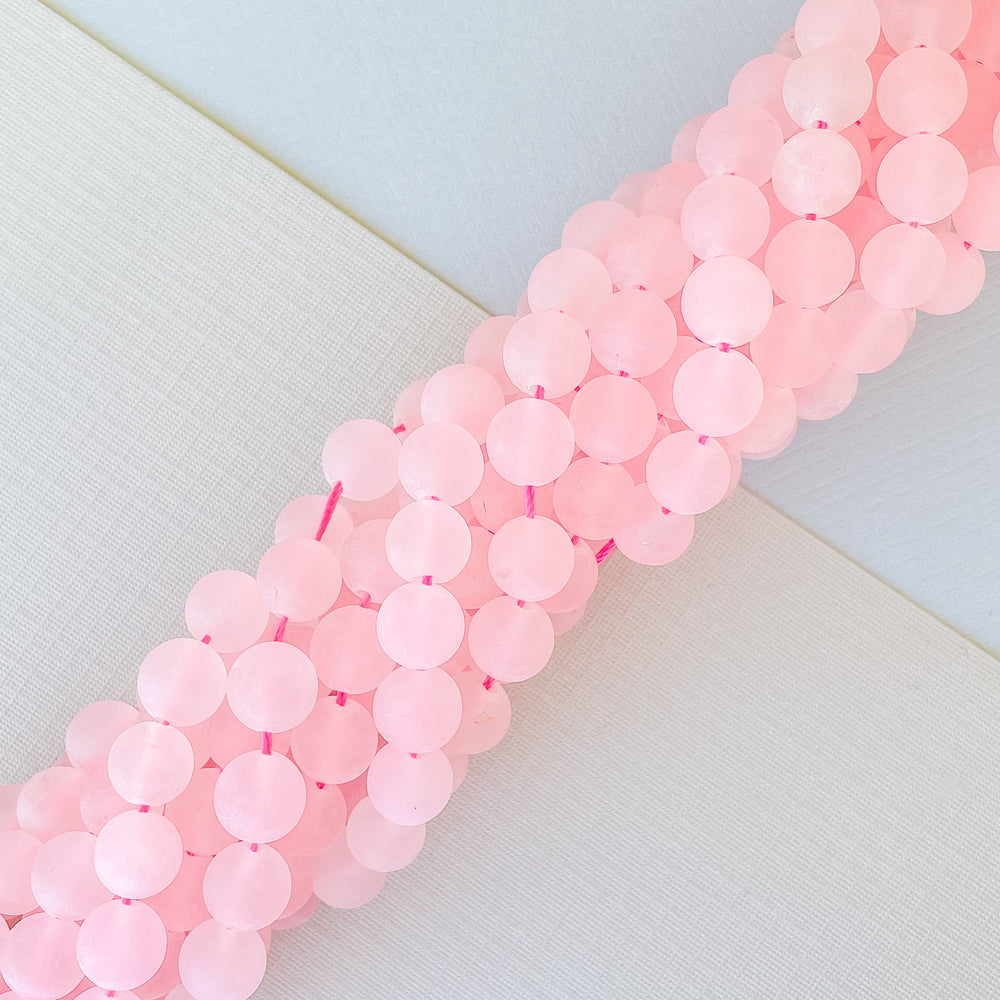 
                
                    Load image into Gallery viewer, 8mm Matte Rose Quartz Rounds Strand
                
            