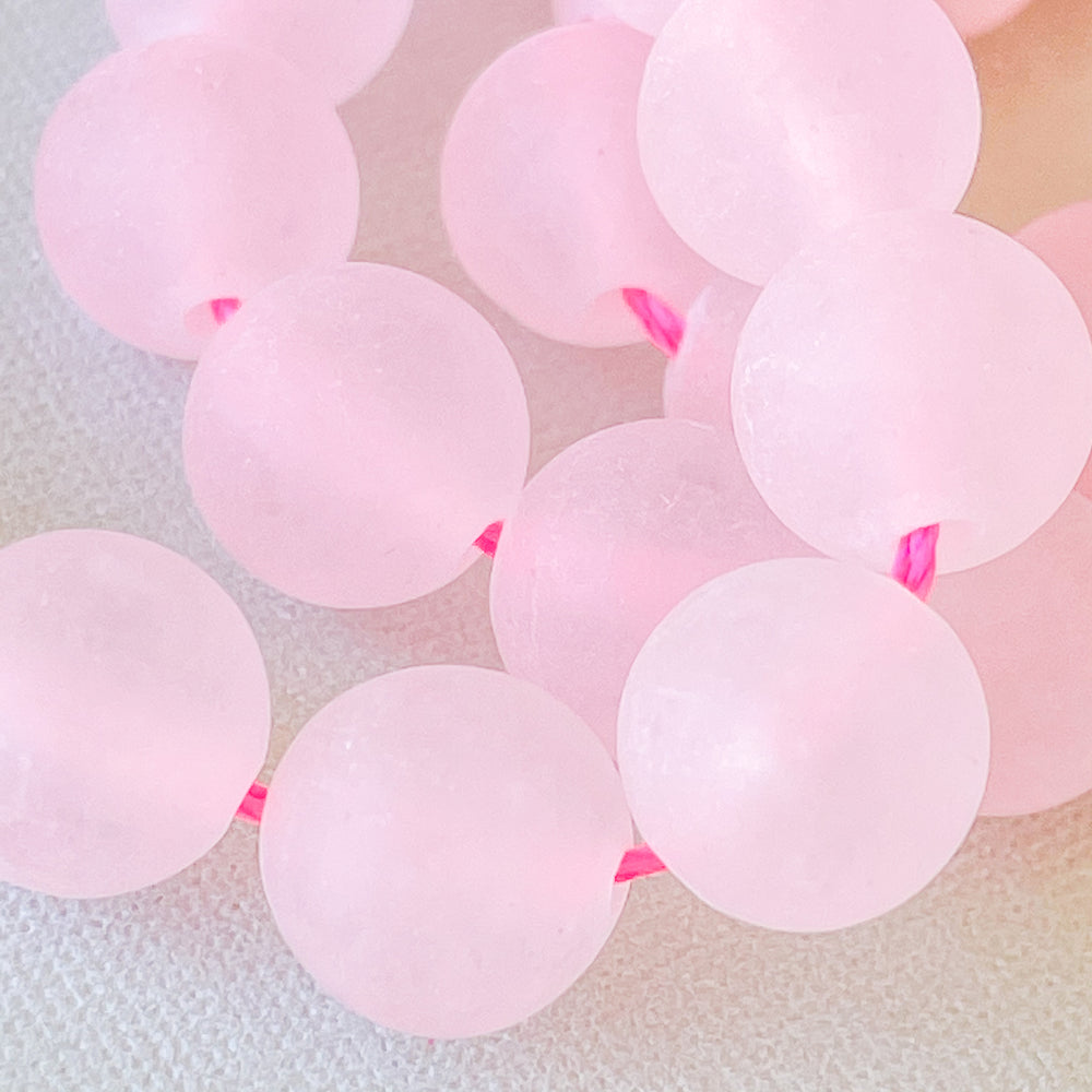 
                
                    Load image into Gallery viewer, 8mm Matte Rose Quartz Rounds Strand
                
            