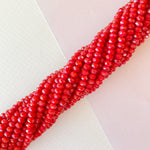 4mm Deep Red Faceted Chinese Crystal Rondelle Strand