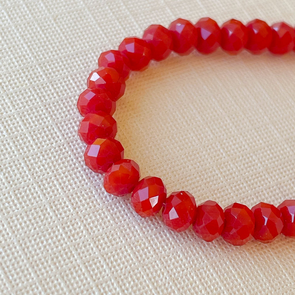 4mm Deep Red Faceted Chinese Crystal Rondelle Strand