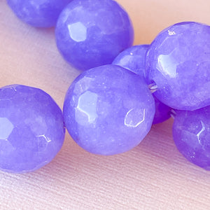 12mm Grape Faceted Dyed Jade Rounds Strand